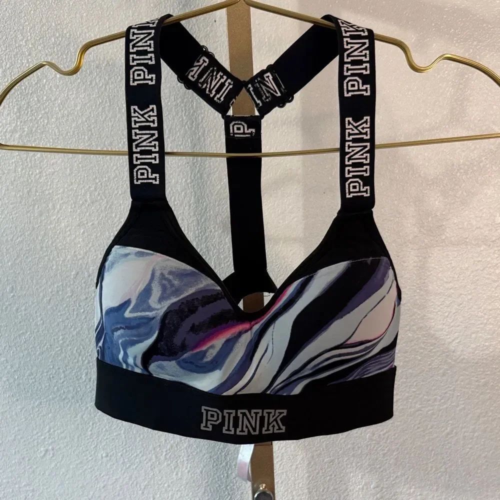 PINK Victoria's Secret Marble Swirl Sports Bra- push up- XS